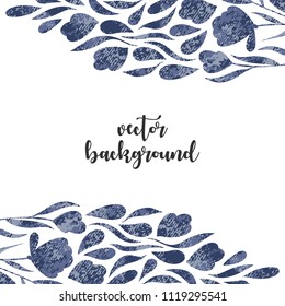 Vector background with denim flowers and leaves