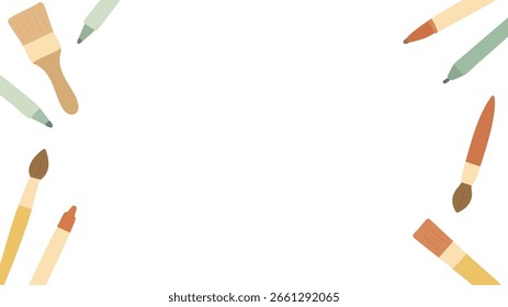 Un fondo de Vector que representa Elementos de papelería dispersos como lápices, notas adhesivas y Clips de papel.