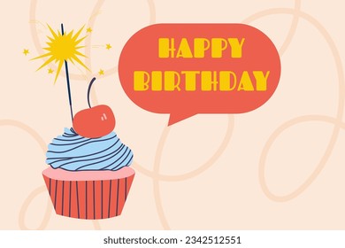 Vector background design of a birthday cake. The text of the birthday greeting.