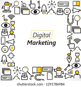 Vector background design of digital marketing concept.
