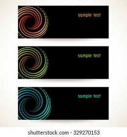 Vector background with design element. Set of black template with text box for visiting, business, calling card. Illustration with concept of movement for print, web