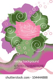 vector background design with fantastic roses in bloom,design elements and place for your text isolated on white