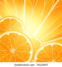 Vector background for design with fruits of an orange