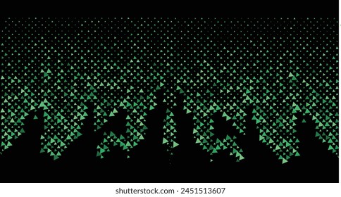 vector background design with a futuristic halftone gradient theme with black and green triangle shapes, suitable as a technology, hacker, IT, etc. themed design element