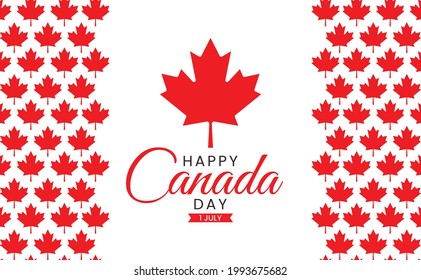 vector background design of happy canada day with minimalist and modern maple pattern. for decoration, banner, advertising, website, poster, background, card, campaign, brochure, and many more.
