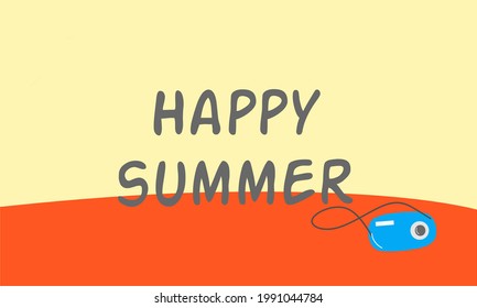 Vector background design of happy summer with camera illustration 