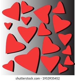Vector background design with heart pattern. In red, neatly arranged. Can be used for wallpapers, prints, stickers, additional elements for editing, decorations, etc.