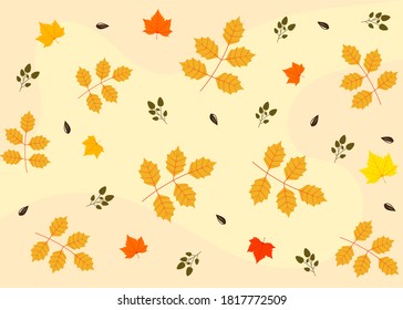 vector background design with leaf and acorns pattern