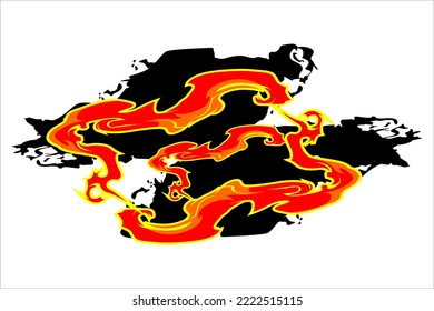vector background design with a line pattern like fire and a combination of red, yellow, orange and spot effects.