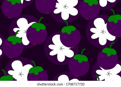 diseño de fondo vectorial con ilustración de frutos de mangostino