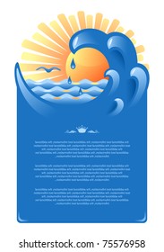 Vector background for design on a sea and summer holiday theme