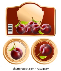 Vector. Background for design of packing plum jam jar.