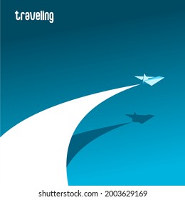 vector background design with paper airplane images and travel writing
