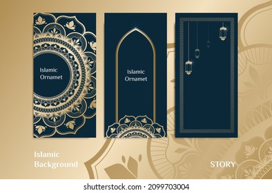 Vector Background Design Post Instagram Story Islamic Ornament Gold 