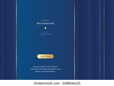 vector background design with a primary color of classic blue, which is 2020 trendy color. Gold points harmonize with blue color to express a luxurious style. The layout is based on the curtain.