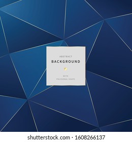 vector background design with a primary color of classic blue, which is 2020 trendy color. Gold points harmonize with blue color to express a luxurious style. The layout is based on polygonal shapes.