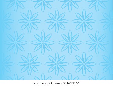 Vector background design of repeated floral pattern in soothing pastel blue with fading effect at the sides