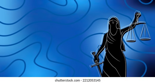 Vector background design and silhouette of the lady justice, Iustitia justitia Roman goddess of Justice. for banners, posters, etc.