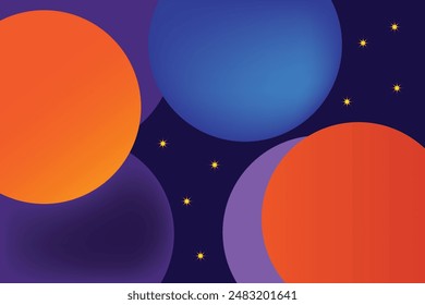 Vector background design Solar system blue orange and purple colors stars High quality wallpaper design