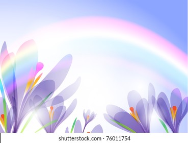 Vector background for design with spring flowers