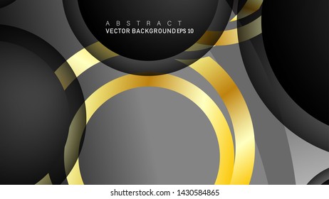 

Vector background design that overlaps with gold ring color gradients on black space circles for text and background design
