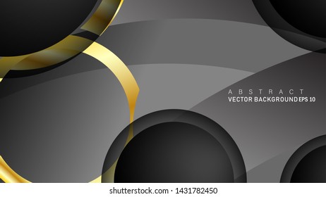 Vector background design that overlaps with gold ring color gradients on black space circles for text and background design
