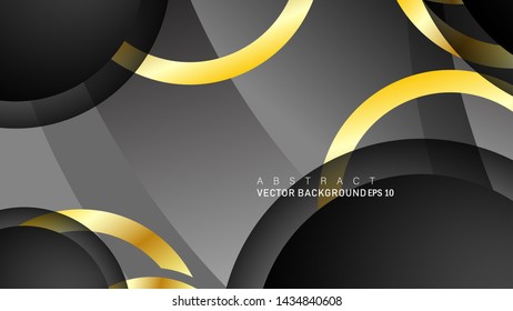 Vector background design that overlaps with gold ring color gradients on black space circles for text and background design