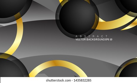 Vector background design that overlaps with gold ring color gradients on black space circles for text and background design