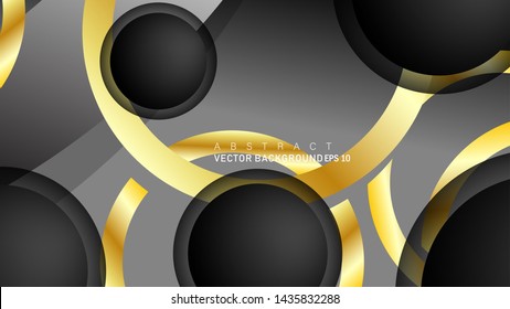 Vector background design that overlaps with gold ring color gradients on black space circles for text and background design