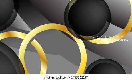 Vector background design that overlaps with gold ring color gradients on black space circles for text and background design