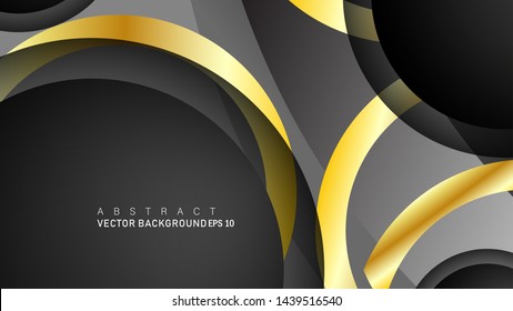 Vector background design that overlaps with gold ring color gradients on black space circles for text and background design
