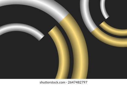 Vector background design that overlaps with gold ring color gradients on black space circles for text and background design