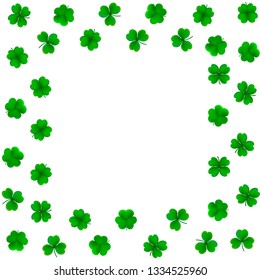 Vector background with detailed realistic three-leaf and four-leaf shamrocks. St. Patriсk's day design elements. Gradient mesh.    