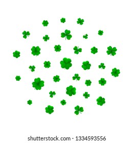Vector background with detailed realistic three-leaf and four-leaf shamrocks. St. Patriсk's day design elements. Gradient mesh.    