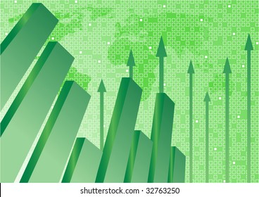 Vector background with diagram in green color; clip-art