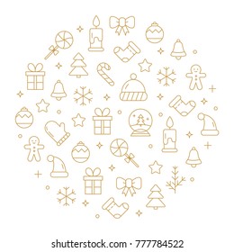 Vector background with different christmas and new year celebration elements.