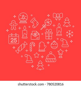 Vector background with different christmas and new year celebration elements.