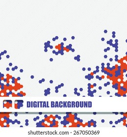 Vector background of different color chaotic hexagons