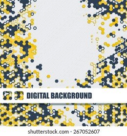 Vector background of different color chaotic hexagons