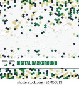 Vector background of different color chaotic hexagons