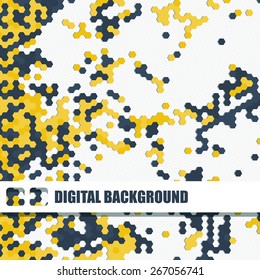 Vector background of different color chaotic hexagons
