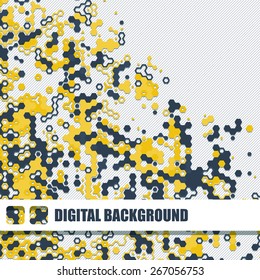 Vector background of different color chaotic hexagons
