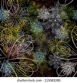 vector background with different colorful snowflakes or flowers.