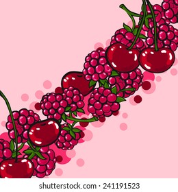 vector background, different  hand drawn berries