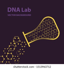 Vector Background - DNA Strands coming out of a Test Tube. Creative Concept for showing Biotechnology,Innovation, Invention, Bio-Science, Clone and many other ideas.