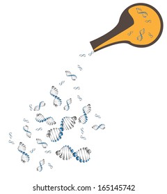 Vector Background - DNA Strands Laboratory flask