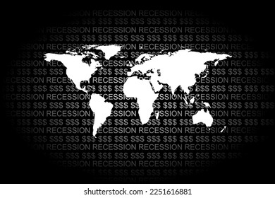 Vector background with dollar sign and inscription recession, weakening dollar, world economic crisis and decline in purchasing power