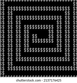 Vector background dollar sign, outline color white