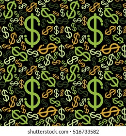 Vector background. Dollar symbol. Seamless pattern.