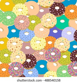 vector background of donuts with different glazes